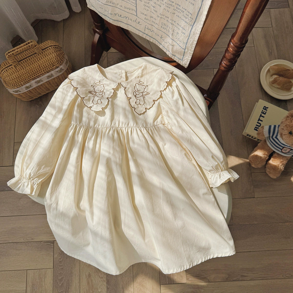 Arrival Autumn Girls Teddy Bear Embroidered Pattern Long Sleeves Dress with Collar, MyKids-USA®, Baby & Toddler Dresses, MyKids-USA -  -  -  -  -  -  - 