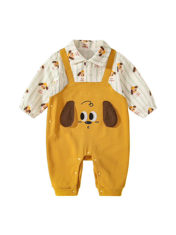 Spring Arrival Baby Cartoon Puppy Pattern Romper with Turn-down Collar, MyKids-USA®, Baby One-Pieces, MyKids-USA -  -  -  -  -  -  - 