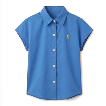 Arrival Summer Baby Kids Girls Short Sleeves Embroidered Shirt and Beige Shorts, MyKids-USA®, Baby & Children's Outfits, MyKids-USA - Size/Age - 120 (5-7Y) - Color - Blue -  -  - TR2605222218-B.