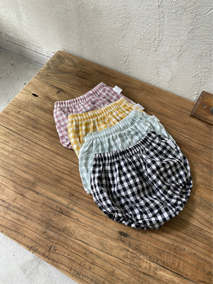 MyKids-USA® Arrival Summer Baby Short Sleeves Cartoon T-shirt and Plaid Bloomers Clothing Set
