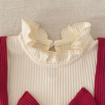 Spring Arrival Baby Girls Long Sleeves Color Patchwork Bodysuit