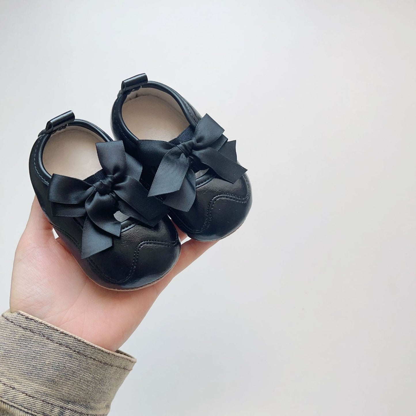 Winter and Autumn Baby Girl Fashion Solid Color Butterfly-bow Decorated Toddler Soft-Sole Anti-slip Walking Shoes, MyKids-USA®, First Steps & Crawlers, MyKids-USA - Size/Age - insole length 11.00 cm - Color - Black -  -  - TR2512031827-A.