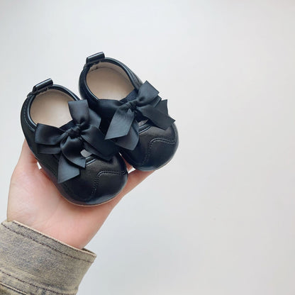 Winter and Autumn Baby Girl Fashion Solid Color Butterfly-bow Decorated Toddler Soft-Sole Anti-slip Walking Shoes, MyKids-USA®, First Steps & Crawlers, MyKids-USA - Size/Age - insole length 11.00 cm - Color - Black -  -  - TR2512031827-A.