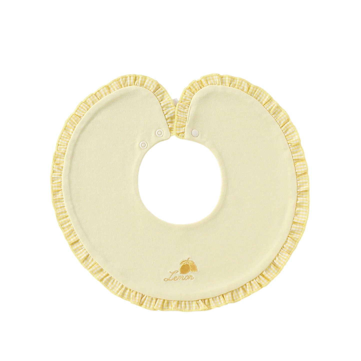 Adorable Fruits Embroidered Pattern Snap-on Round Shaped Bib