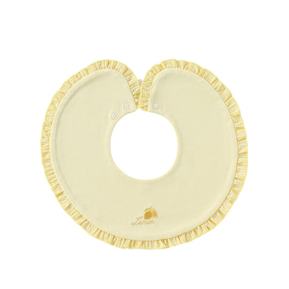 Adorable Fruits Embroidered Pattern Snap-on Round Shaped Bib