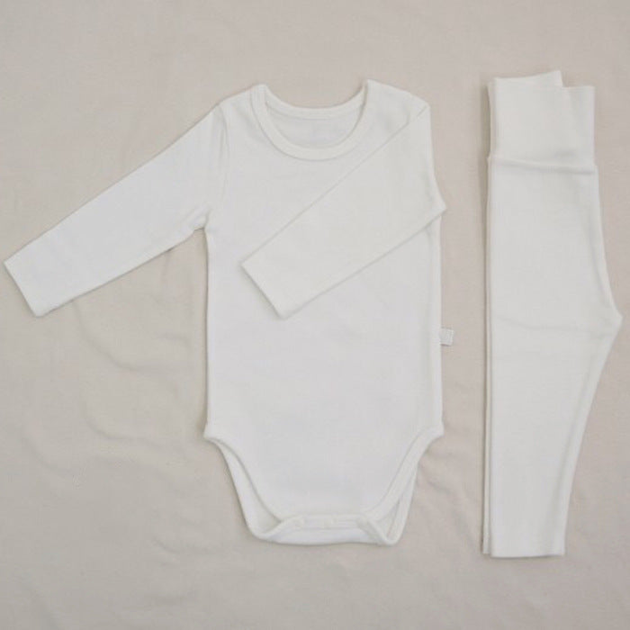 Spring and Autumn Baby Kids Unisex Long Sleeves Solid Color Bodysuit and Pants Clothing Set, MyKids-USA®, Baby & Toddler Outfits, MyKids-USA - Size/Age - 66 (3-6M) - Color - Beige -  -  - TR2512251119-B.