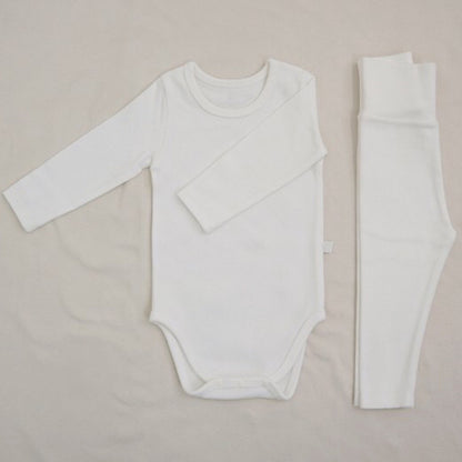 Spring and Autumn Baby Kids Unisex Long Sleeves Solid Color Bodysuit and Pants Clothing Set, MyKids-USA®, Baby & Toddler Outfits, MyKids-USA - Size/Age - 66 (3-6M) - Color - Beige -  -  - TR2512251119-B.