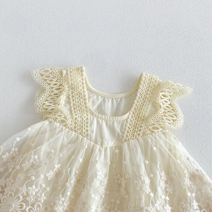 Design Summer Baby Kids Girls Sleeveless Lace Trim Bodysuit