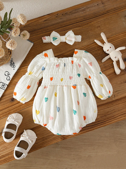 MyKids-USA® Autumn Design Baby Girls Hearts Pattern Long Sleeves Bodysuit