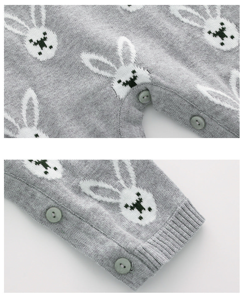 Hot Selling Autumn Baby Kids Long Sleeves Rabbits Cartoon Pattern Rompers