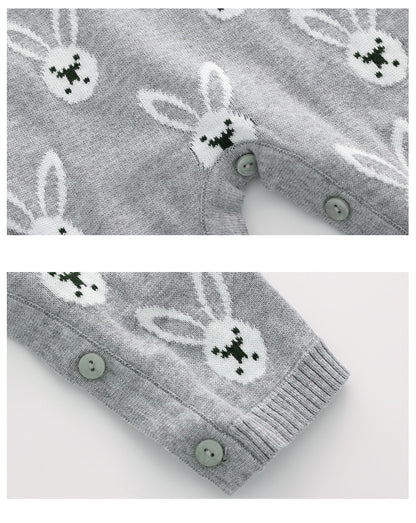 Hot Selling Autumn Baby Kids Long Sleeves Rabbits Cartoon Pattern Rompers