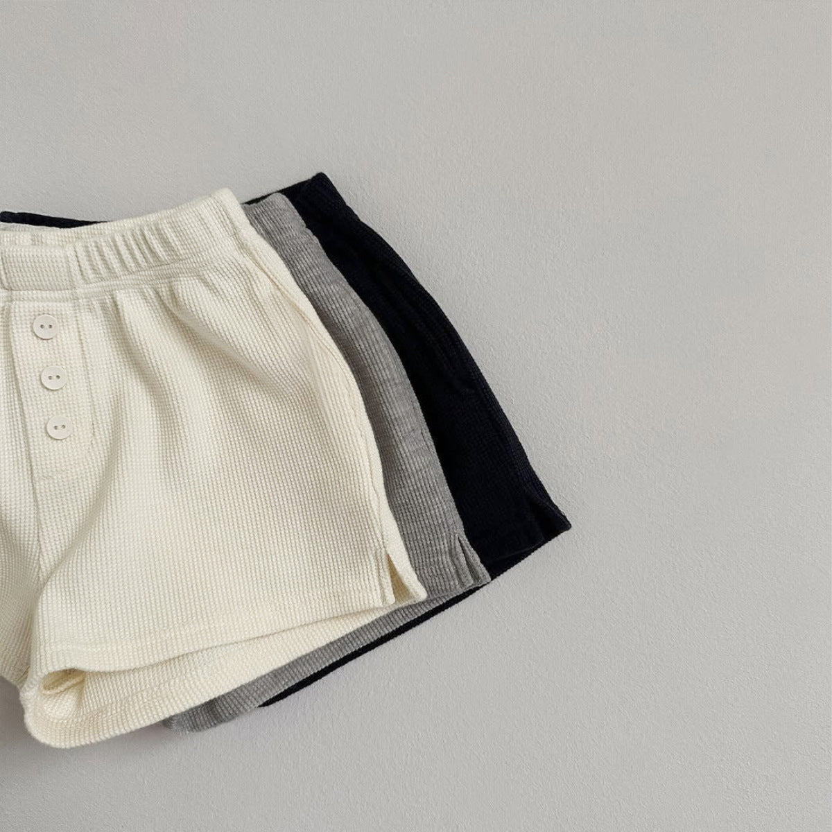 Summer Arrival Baby Kids Casual Style Solid Color Waffle Grid Shorts