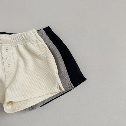Summer Arrival Baby Kids Casual Style Solid Color Waffle Grid Shorts