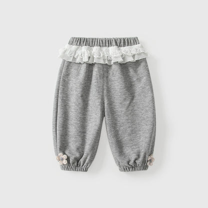 Arrival Autumn Baby Kids Girls Lace Color Patchwork Casual Pants, MyKids-USA®, Trousers, MyKids-USA - Size/Age - 80 (9-12M) - Color - Grey -  -  - TR2509042039-A