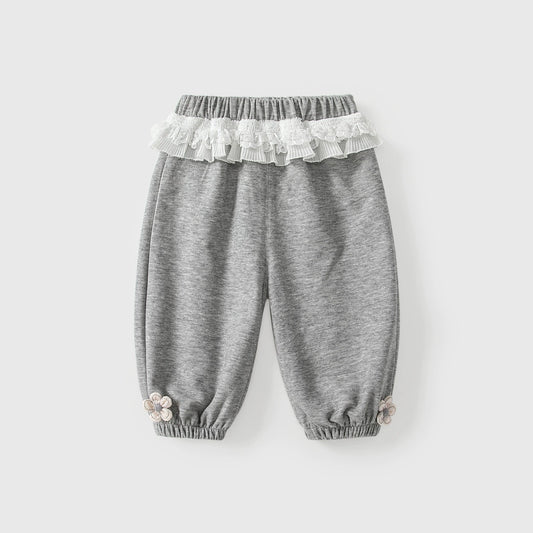 Arrival Autumn Baby Kids Girls Lace Color Patchwork Casual Pants, MyKids-USA®, Trousers, MyKids-USA - Size/Age - 80 (9-12M) - Color - Grey -  -  - TR2509042039-A
