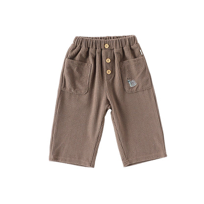 Casual Baby Kids Cartoon Embroidered Pattern Corduroy Pants, MyKids-USA®, Baby & Toddler Bottoms, MyKids-USA - Size/Age - 73 (6-9M) - Color - Coffee -  -  - TR2509242320-B