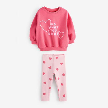 Baby Heart Print Pattern Print Hoodie Sets