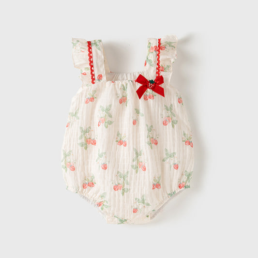 Summer Hot Selling Baby Girls Light Fruits Pattern Sleeveless Sweet Cute Onesies, MyKids-USA®, Baby One-Pieces, MyKids-USA - Size/Age - 66 (3-6M) - Color - Beige -  -  - TR2404211953-A