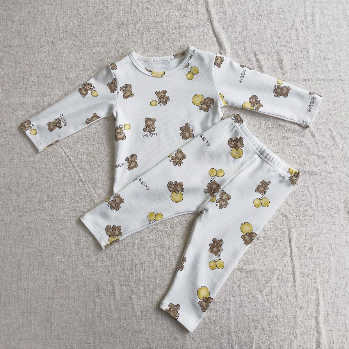 MyKids-USA® Spring and Autumn Baby Kids Long Sleeves Teddy Bear Cartoon Top and Pants Clothing Set