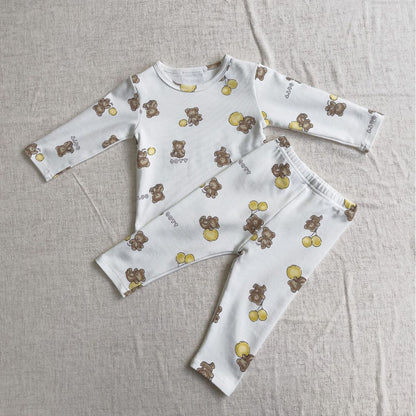 MyKids-USA® Spring and Autumn Baby Kids Long Sleeves Teddy Bear Cartoon Top and Pants Clothing Set