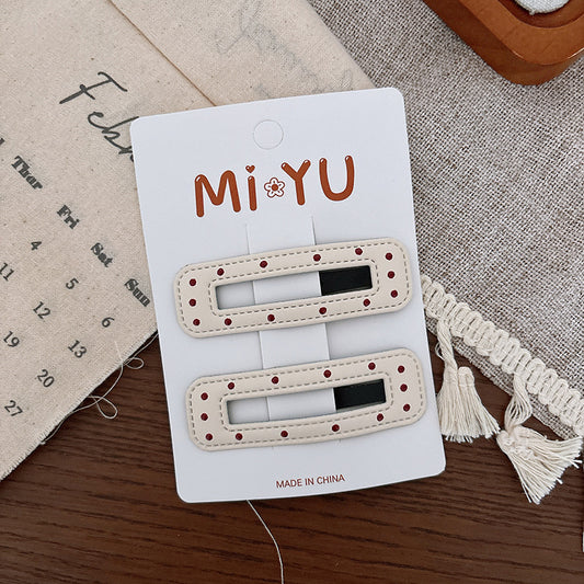 Collection of 2 Versatile Geometric Shape Dots Pattern Hair Clips, MyKids-USA®, Hair Pins, Claws & Clips, MyKids-USA - Size/Age - Average Size (0-12Y） - Color - Apricot -  -  - TR2602081302-A.