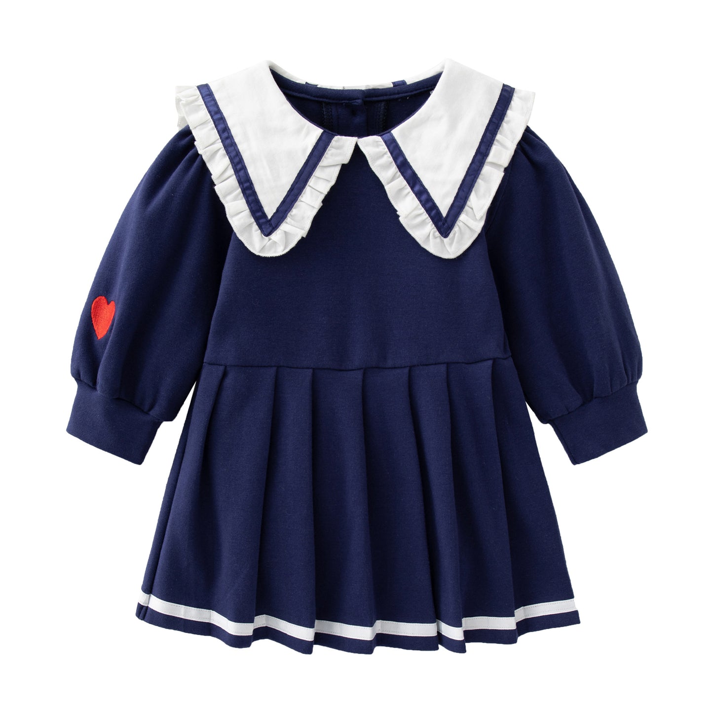 Baby Girl Navy Blue College Style Autumn Dress