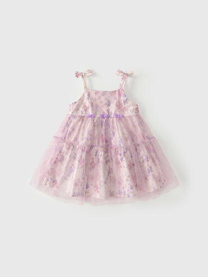 Summer Arrival Sleeveless Floral Pattern Tulle Dress for Stylish Girls, MyKids-USA®, Baby & Children's Dresses, MyKids-USA - Size/Age - 80 (9-12M) - Color - Purple -  -  - TR2605282351-A.