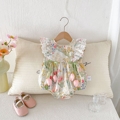 Design Summer Baby Kids Girls Fly Sleeves Flowers Pattern Bodysuit, MyKids-USA®, Bodysuits, MyKids-USA -  -  -  -  -  -  - .