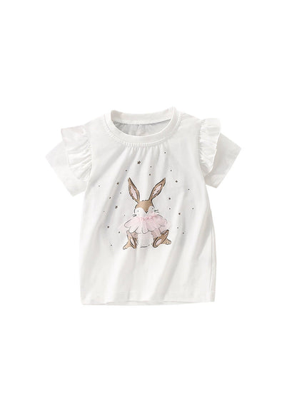 Summer Girls’ Rabbit and Stars Pattern T-shirt in European and American Style, MyKids-USA®, Baby & Toddler Tops, MyKids-USA -  -  -  -  -  -  - 