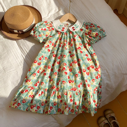 Summer Arrival Baby Kids Girls Cute Short Sleeves Strawberry Pattern Printed Dress, MyKids-USA®, Baby & Toddler Dresses, MyKids-USA -  -  -  -  -  -  - 