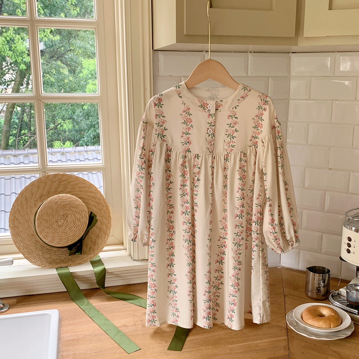 Arrival Autumn Girls Cute Flowers Striped Pattern Long Sleeves Crew Neck Loose Dress, MyKids-USA®, Baby & Toddler Dresses, MyKids-USA - Size/Age - 90 (12-24M) - Color - Beige -  -  - TR2508272157-A