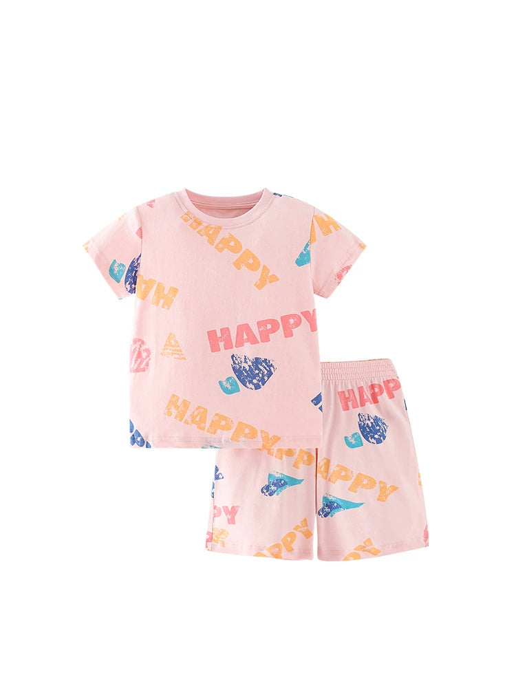 Summer Baby Kids Letters and Geometric Pattern T-shirt and Shorts Clothing Set for Girls, MyKids-USA®, Baby & Toddler Outfits, MyKids-USA -  -  -  -  -  -  - 