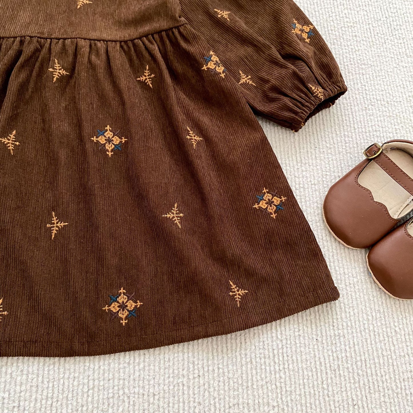 MyKids-USA® Autumn Embroidery Pattern Baby Kids Girls Princess Long Sleeves Dress