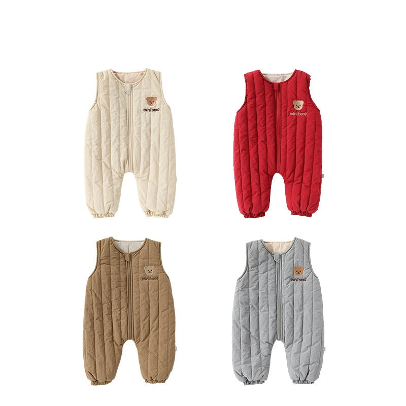 Autumn and Winter Arrival Baby Kids Unisex Teddy Bears Embroidery Pattern Sleeveless Casual Rompers, MyKids-USA®, Baby One-Pieces, MyKids-USA -  -  -  -  -  -  - .