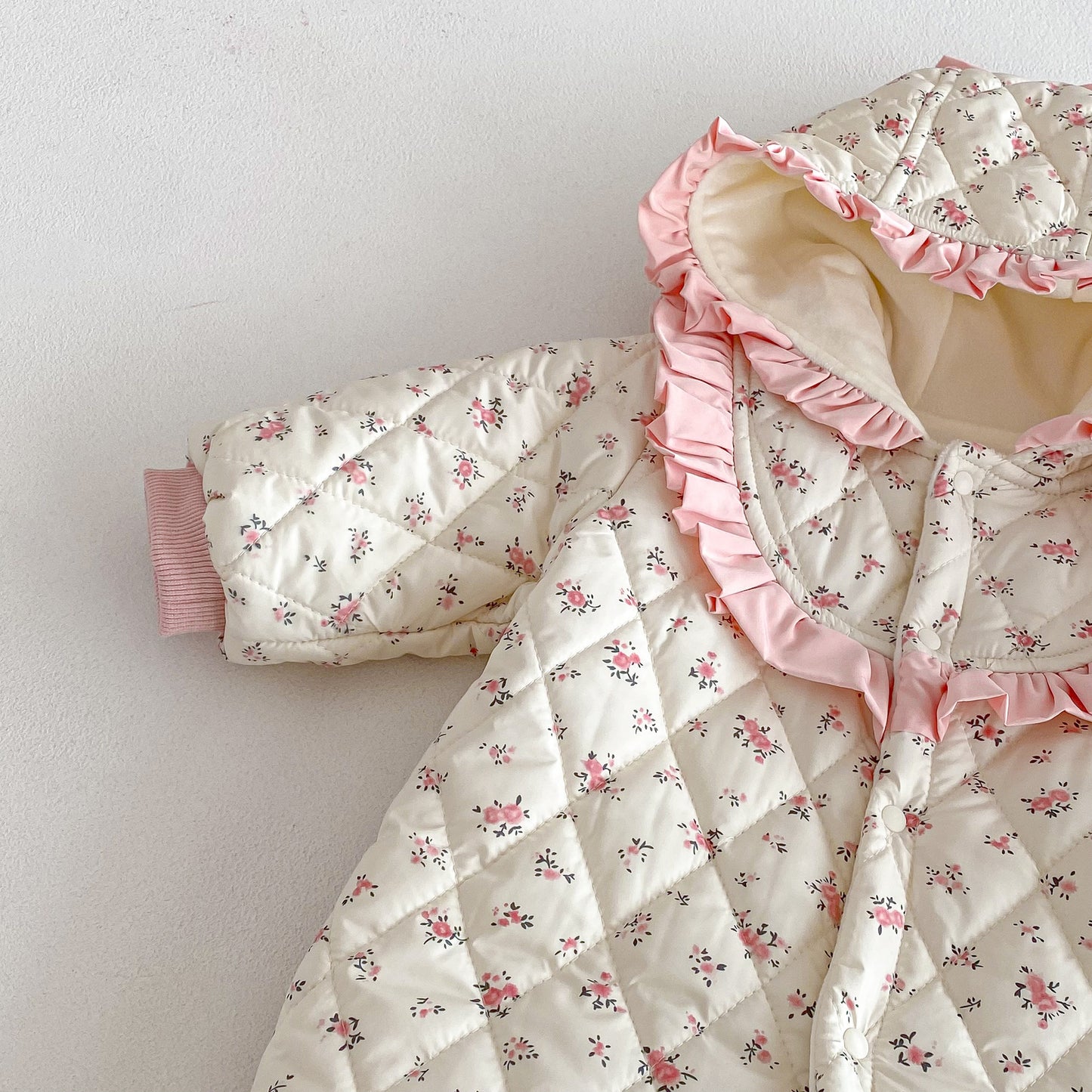 Winter Arrival Baby Girls Long Sleeves Floral Pattern Fleece-Lined Hooded Rompers, MyKids-USA®, Baby One-Pieces, MyKids-USA -  -  -  -  -  -  - .