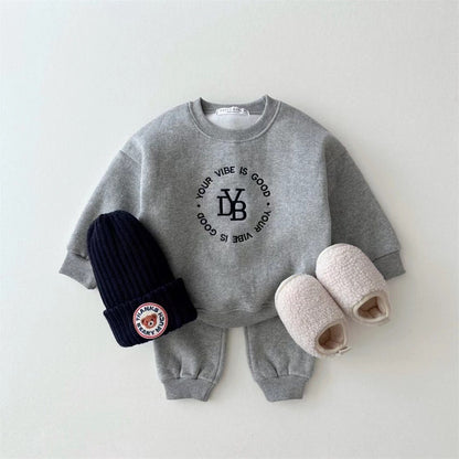 Winter and Autumn Kids Unisex Casual Letters Pattern Long Sleeves Top Pullover and Pants Warm Clothing Set, MyKids-USA®, Baby & Toddler Outfits, MyKids-USA - Size/Age - 73 (6-9M) - Color - Grey -  -  - TR2411152109-B