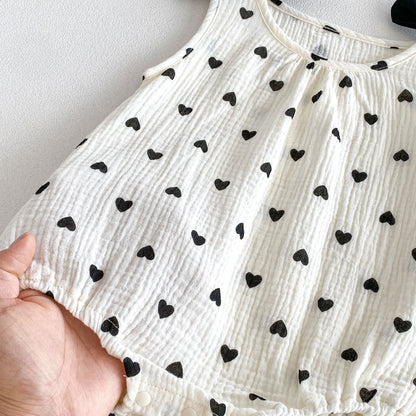 Summer Arrival Baby Girls Sleeveless Hearts Pattern Bodysuit