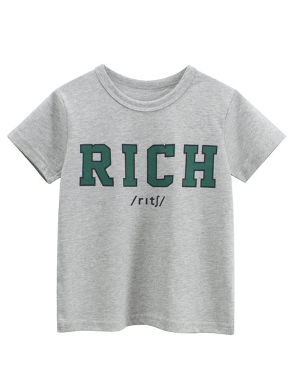 Summer Boys’ Letters Pattern T-shirt in European and American Style