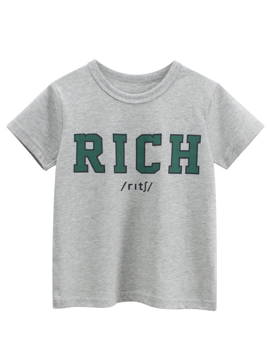 Summer Boys’ Letters Pattern T-shirt in European and American Style