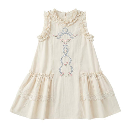 Summer Arrival Baby Girls Sleeveless Embroidery Pattern Dress, MyKids-USA®, Baby & Children's Dresses, MyKids-USA - Size/Age - 90 (12-24M) - Color - Beige -  -  - TR2605112252-A.