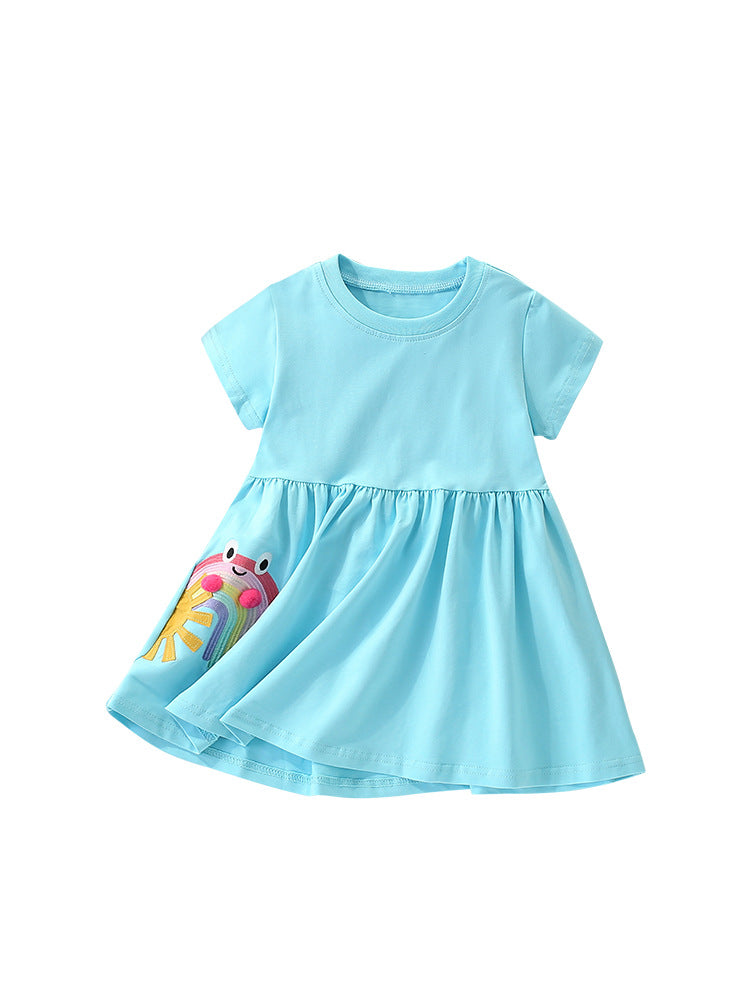 Summer Arrival Cartoon Rainbow Pattern Short Sleeves Dress for Stylish Girls, MyKids-USA®, Baby & Toddler Dresses, MyKids-USA -  -  -  -  -  -  - 