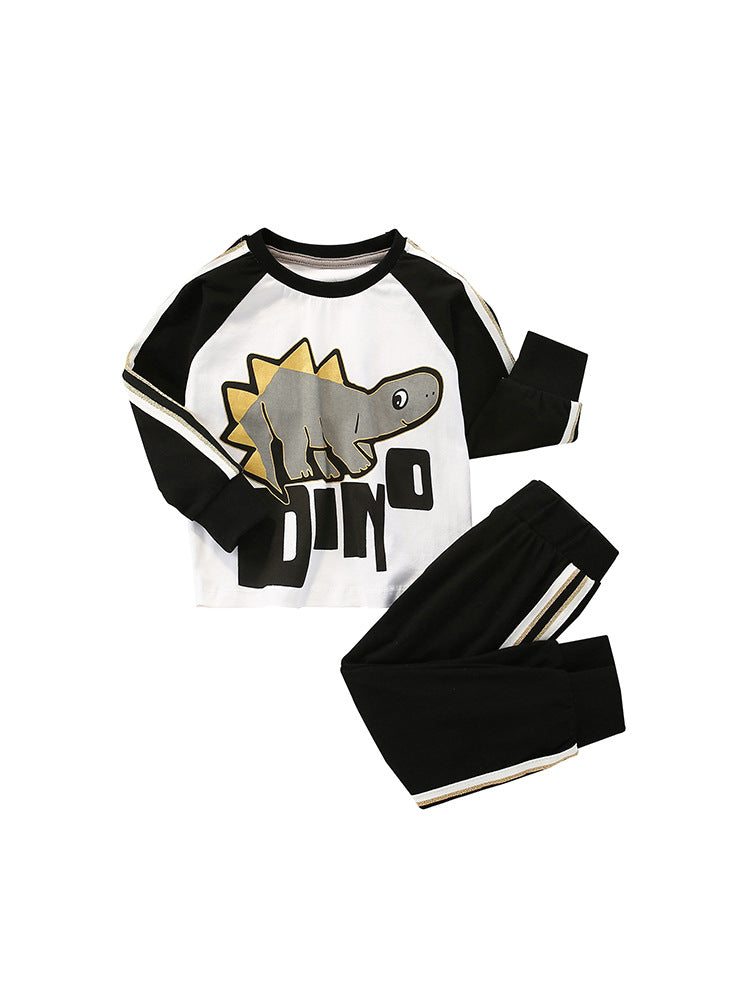 Spring and Autumn Boys Cartoon Dinosaur Pattern Long Sleeves Pullover and Striped Pants Clothing Set, MyKids-USA®, Baby & Toddler Outfits, MyKids-USA -  -  -  -  -  -  - .