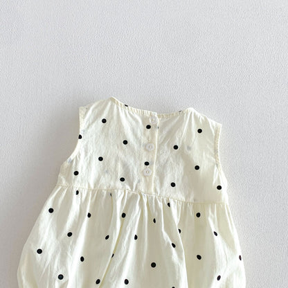 Summer Arrival Baby Girls Sleeveless Dots Pattern Bodysuit