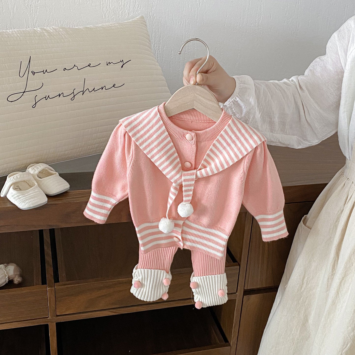 Winter and Autumn Baby Kids Girls Striped Long Sleeves Cardigan and Color Patchwork Pants Knitted Clothing Set, MyKids-USA®, Baby & Toddler Outfits, MyKids-USA - Size/Age - 66 (3-6M) - Color - Pink -  -  - TR2511072355-A