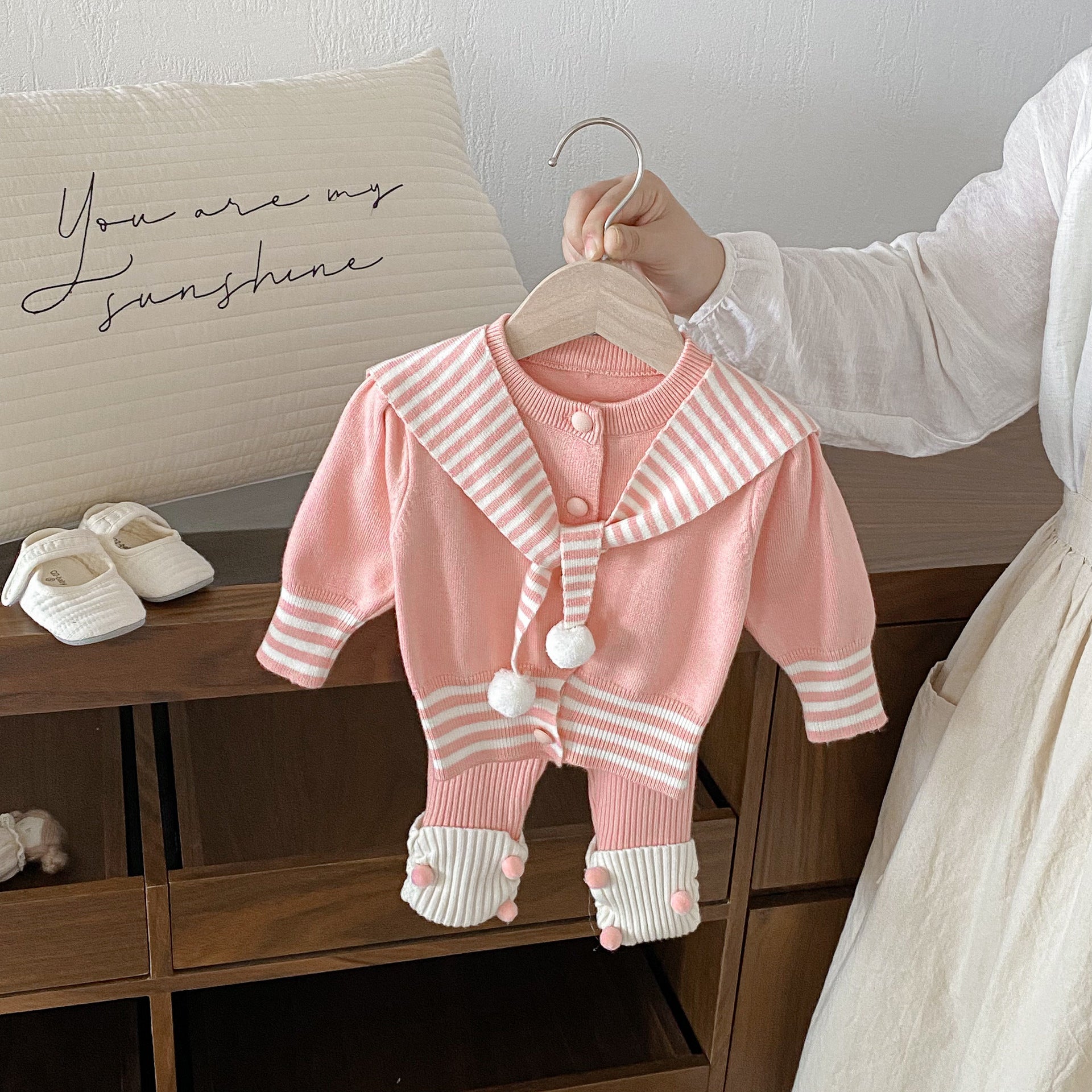 Winter and Autumn Baby Kids Girls Striped Long Sleeves Cardigan and Color Patchwork Pants Knitted Clothing Set, MyKids-USA®, Baby & Toddler Outfits, MyKids-USA - Size/Age - 66 (3-6M) - Color - Pink -  -  - TR2511072355-A