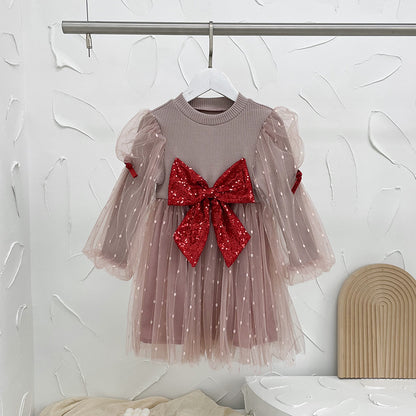 Autumn Baby Kids Girls Long Sleeves Dots Pattern Tulle Patchwork Dress, MyKids-USA®, Baby & Children's Dresses, MyKids-USA - Size/Age - 80 (9-12M) - Color - Pink -  -  - TR2605222200-B.