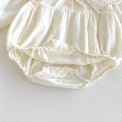 MyKids-USA® Autumn Arrival Baby Girls Long Sleeves Cute Solid Color Lace Trim Bodysuit