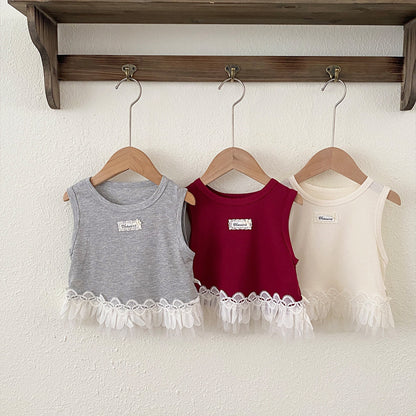 Arrival Summer Baby Kids Girls Sleeveless Lace Trim Color Patchwork Vest, MyKids-USA®, Baby & Children's Tops, MyKids-USA -  -  -  -  -  -  - .