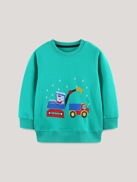 Autumn and Winter Arrival Christmas Cartoon Pattern Long Sleeves Sweatshirt for Boys