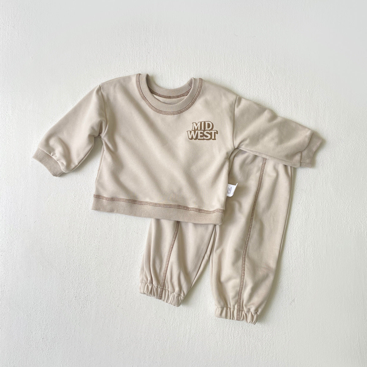 MyKids-USA® Autumn Baby Kids Unisex Long Sleeves Letters Pattern Pullover and Plain Pants Clothing Set